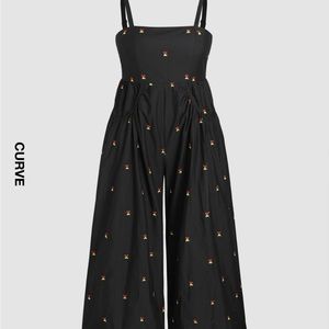 Wide leg cherry print overalls. NWT. Size 12/14